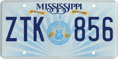 MS license plate ZTK856