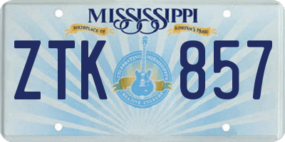 MS license plate ZTK857