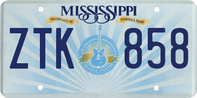 MS license plate ZTK858