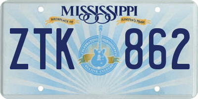 MS license plate ZTK862