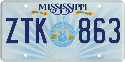 MS license plate ZTK863