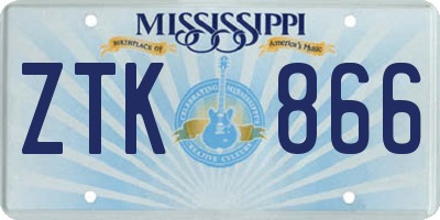 MS license plate ZTK866