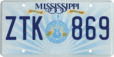 MS license plate ZTK869