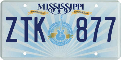 MS license plate ZTK877