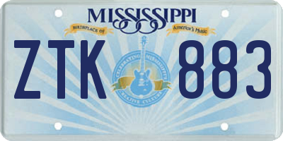 MS license plate ZTK883