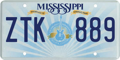MS license plate ZTK889