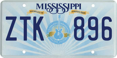 MS license plate ZTK896
