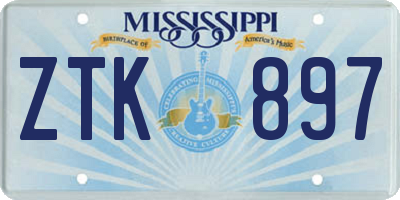 MS license plate ZTK897