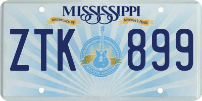 MS license plate ZTK899