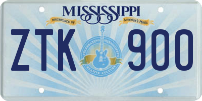 MS license plate ZTK900