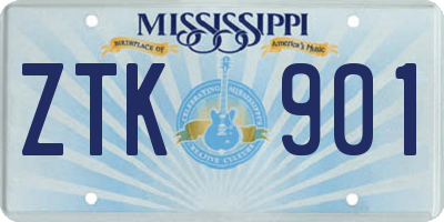 MS license plate ZTK901