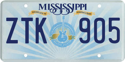 MS license plate ZTK905