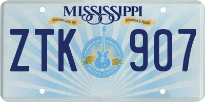 MS license plate ZTK907