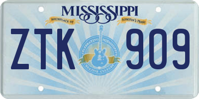 MS license plate ZTK909