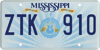 MS license plate ZTK910