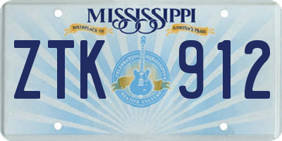 MS license plate ZTK912