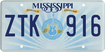 MS license plate ZTK916