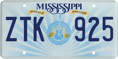 MS license plate ZTK925