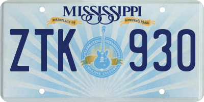 MS license plate ZTK930