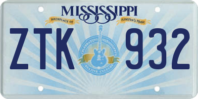 MS license plate ZTK932