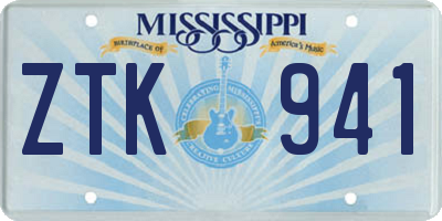 MS license plate ZTK941