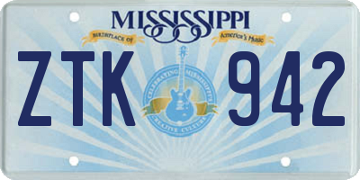 MS license plate ZTK942