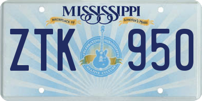 MS license plate ZTK950