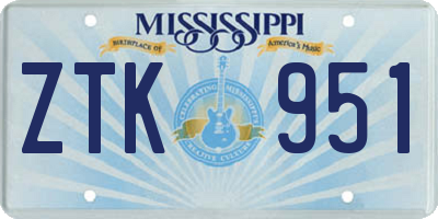 MS license plate ZTK951
