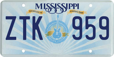 MS license plate ZTK959