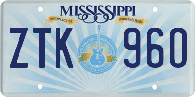 MS license plate ZTK960