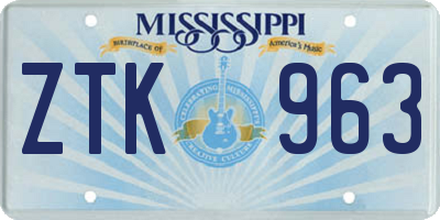 MS license plate ZTK963
