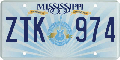 MS license plate ZTK974