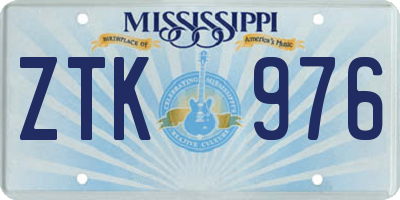 MS license plate ZTK976