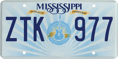 MS license plate ZTK977