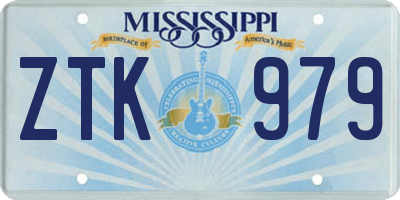 MS license plate ZTK979
