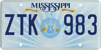 MS license plate ZTK983