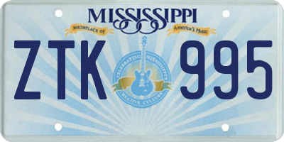 MS license plate ZTK995