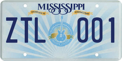 MS license plate ZTL001