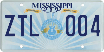 MS license plate ZTL004