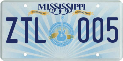 MS license plate ZTL005