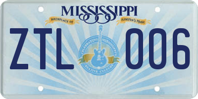 MS license plate ZTL006