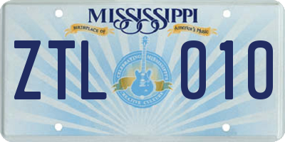 MS license plate ZTL010