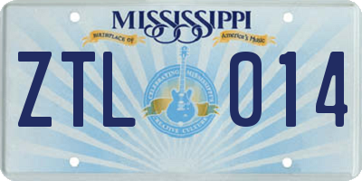 MS license plate ZTL014