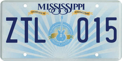 MS license plate ZTL015