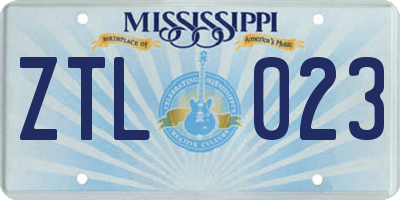 MS license plate ZTL023
