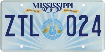 MS license plate ZTL024