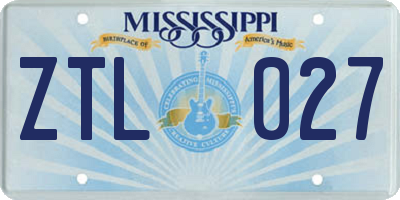 MS license plate ZTL027