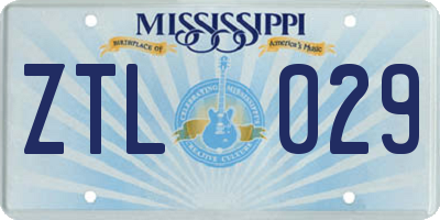 MS license plate ZTL029