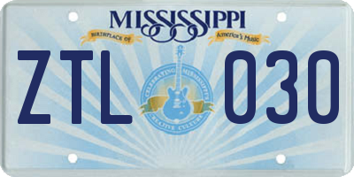 MS license plate ZTL030