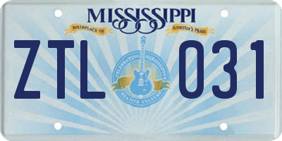 MS license plate ZTL031